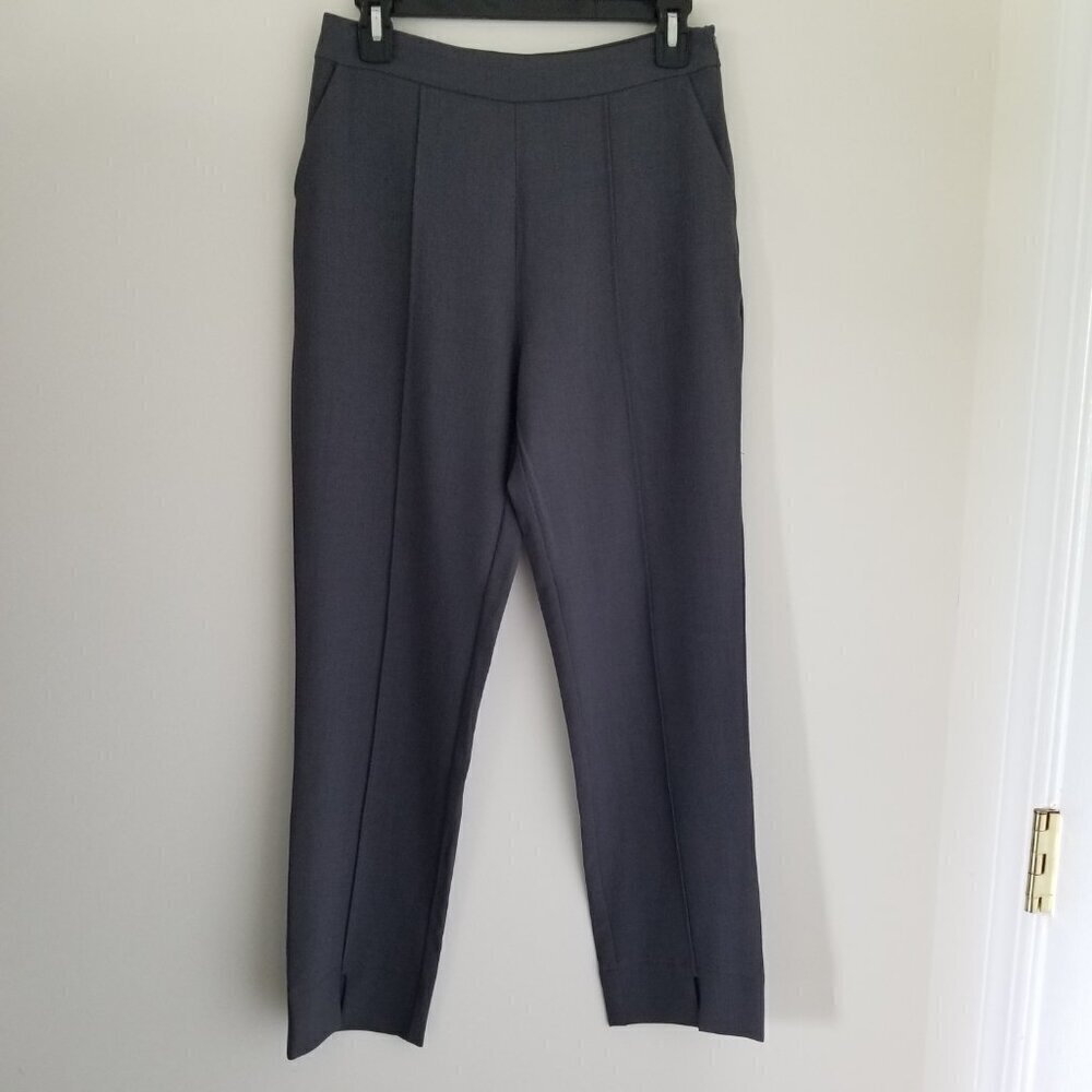 Lulus Size Medium Gray Pleated Front Office Career Pants Slacks Pockets Side Zip